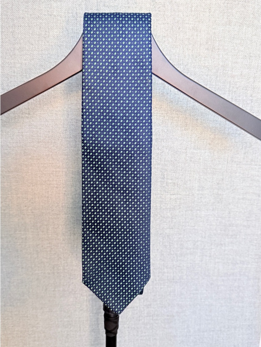 Charvet Navy Silk Tie with Light Microdot Pattern